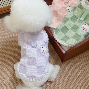 狗狗衣服秋冬装 猫咪公主美人格绒背心牵引小型犬泰迪宠物 厚款