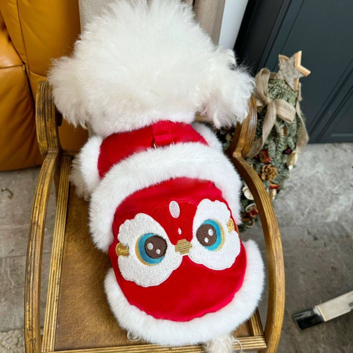 宠物衣服秋冬新款加绒醒狮刺绣拜年服狗狗猫咪过年外套,宠物/宠物食品及用品,狗宠物服装/雨衣,淘宝优惠券,粉丝福利购,淘宝优惠卷