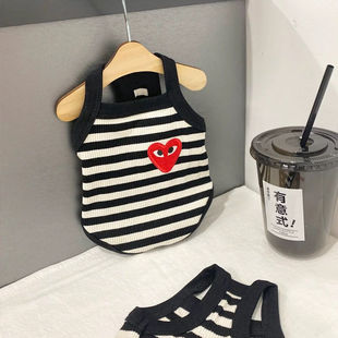 小狗狗猫咪黑白条纹背心约克夏雪纳瑞比熊夏款 宠物吊带背心 薄款