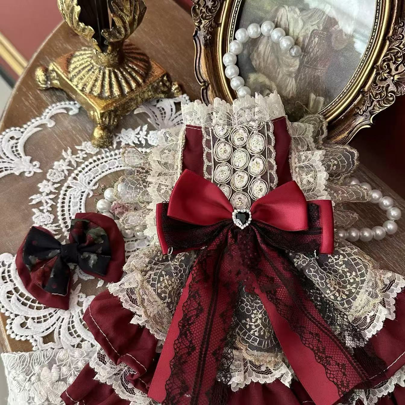 宠物公主裙圣诞节小型犬狗狗博美新年战袍猫咪轻奢礼服装