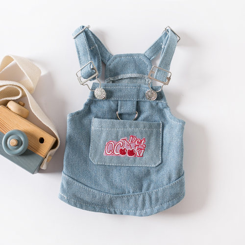 宠物衣服春夏新款牛仔背带裙