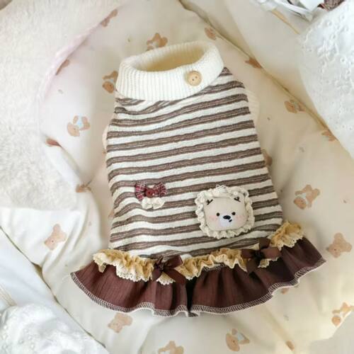 春秋猫咪狗狗衣服条纹连衣裙泰迪比熊约克夏秋天可爱