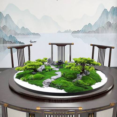 仿真中式餐桌摆件转盘装饰植物