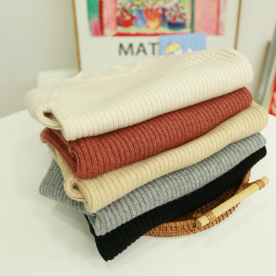 儿童羊毛衫打底衫厚实女童男童半高领毛衣秋冬宝宝新年纯色针织衫