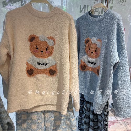 正品卡通套头半边绒家居服套装