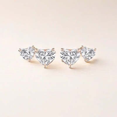 CHESNOW小众高级感心形钻石耳钉