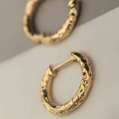 CHESNOW18K金复古肌理实心耳圈