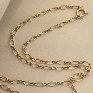 CHESNOW 18K金手工费加罗项链链条实心素金百搭叠戴定制高级感