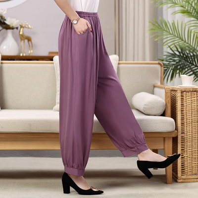 高腰休闲夏季薄款棉绸长裤