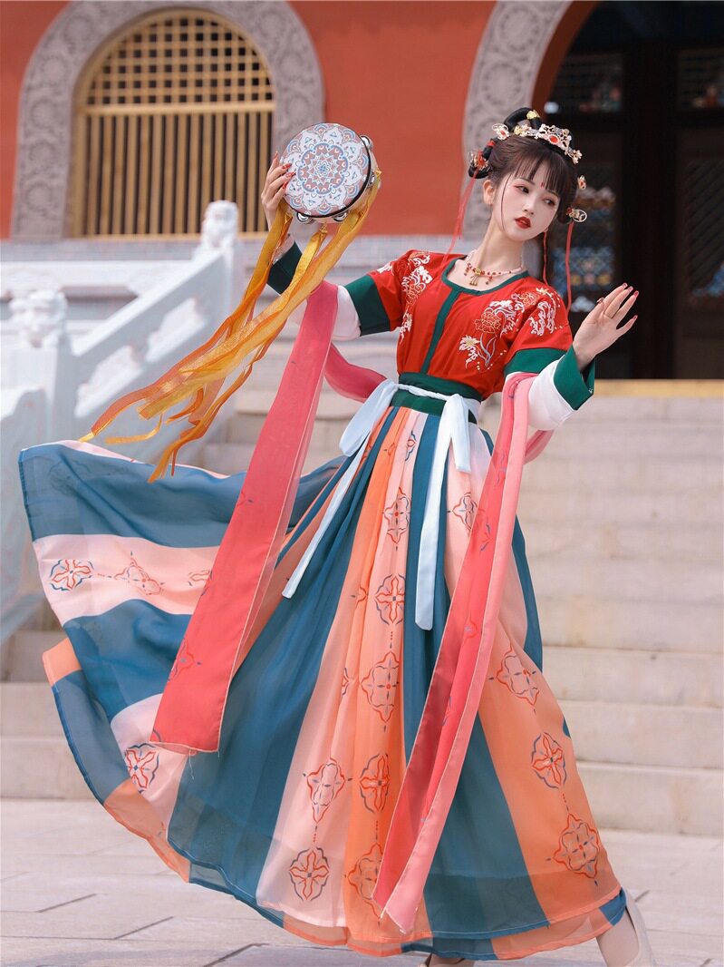 敦煌古装出租束腰显瘦旅游写真汉服节漫展走秀文艺汇演舞蹈演出服