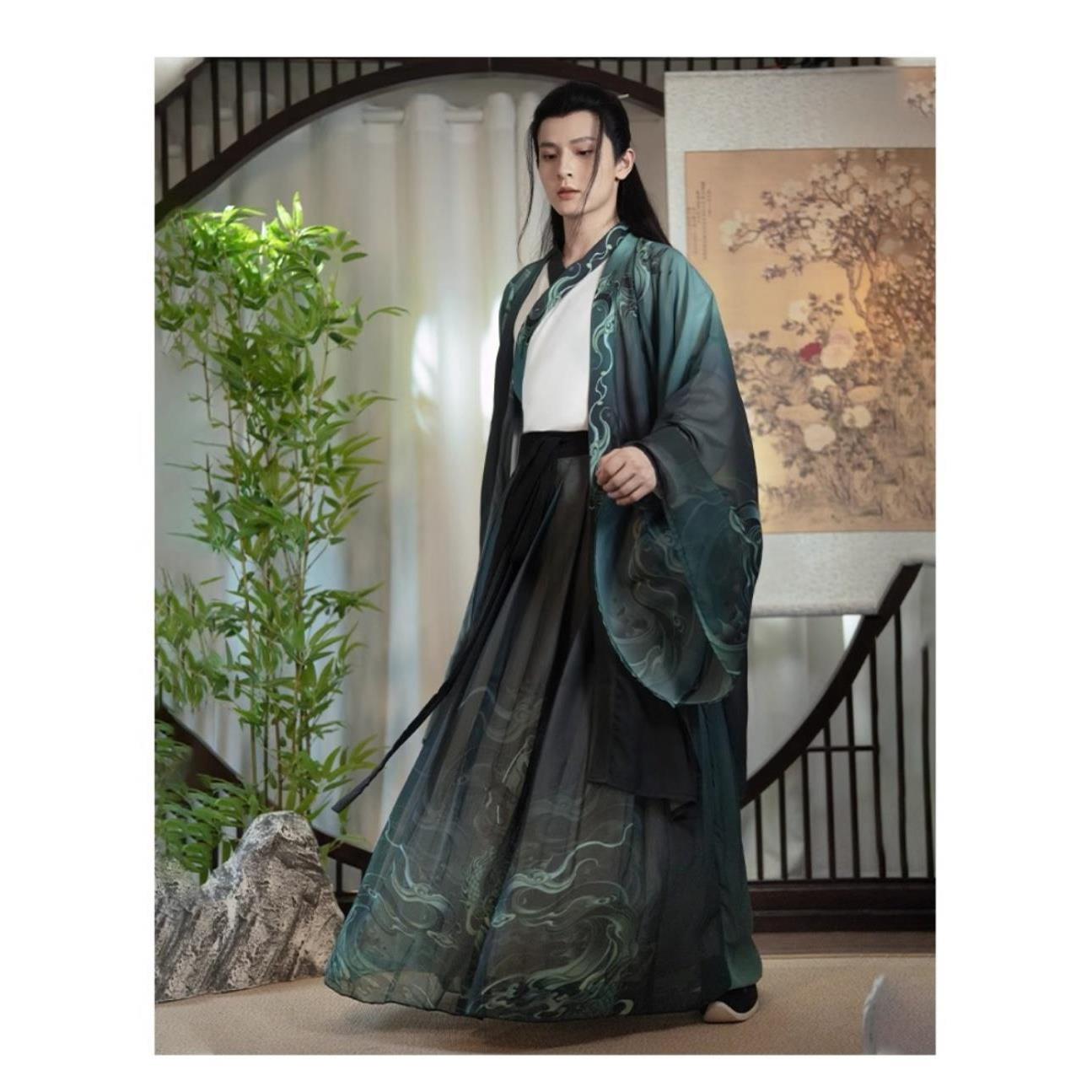 男士汉服出租魏晋宋制大袖麒麟武侠风高中运动会元旦年会古装租赁