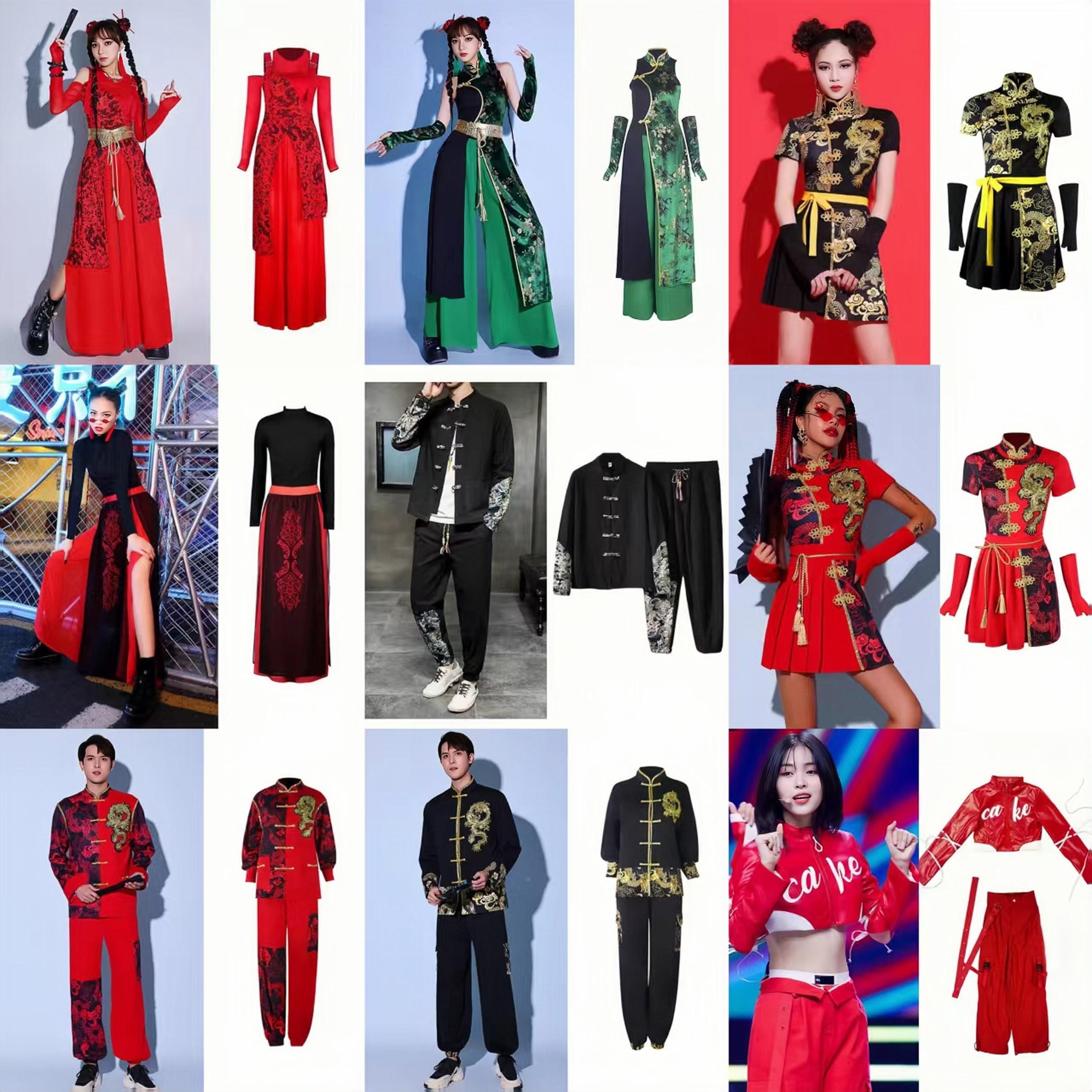 出租女团街舞打歌服学生演出服年会运动会开幕红色爵士舞蹈服租赁