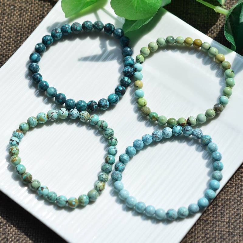 천연 크리스탈 원시 미네랄 파란색 녹색 유채 노란색 청록색 단일 원형 팔찌 메쉬 패턴 비용 효율적인 남성과 여성 스타일