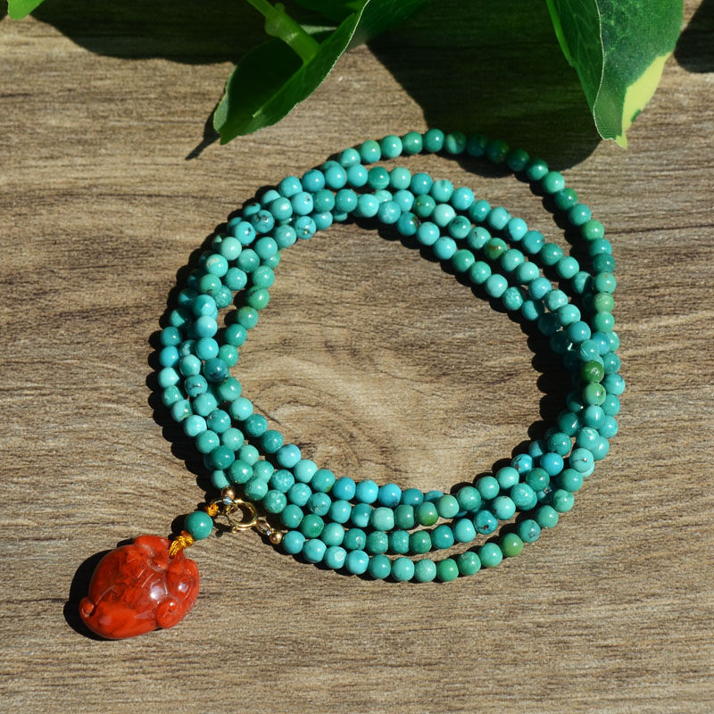 천연 크리스탈 원시 광석 높은 도자기 옥 청록색 청록색 팔찌 4 원 작은 입자 클래식 여성 모델 3.2MM