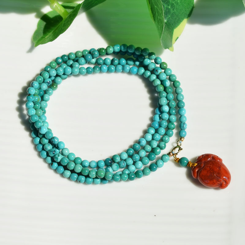 천연 크리스탈 원시 광석 높은 도자기 옥 청록색 청록색 팔찌 4 원 작은 입자 클래식 여성 모델 3.2MM