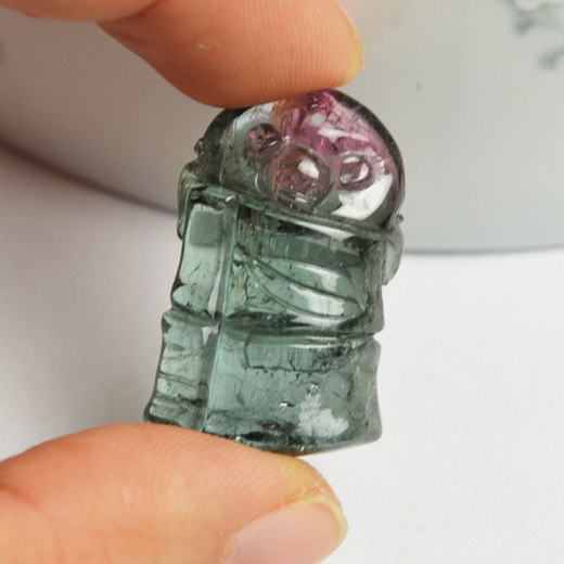 依昌出品天然红蓝色西瓜碧玺吊坠 万紫千红6.38克晶体很透男女款