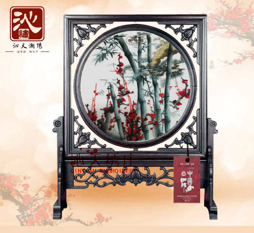 简约现代装饰博古架摆件手工刺绣