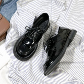 单鞋 英伦风小皮鞋 裤 黑色通勤配西装 女漆皮平底休闲百搭舒适春季