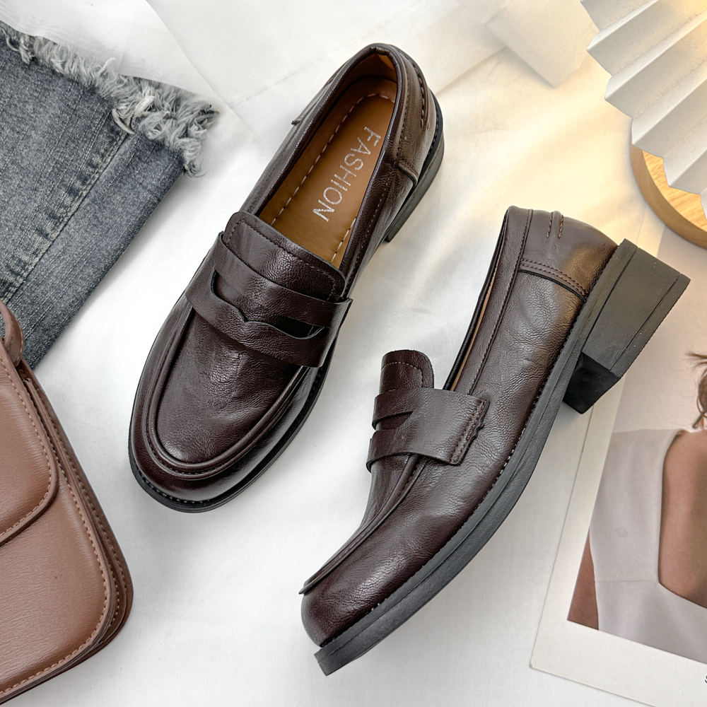 复古小皮鞋女英伦风乐福鞋