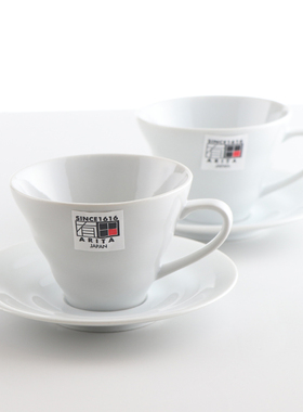 hario日本陶瓷咖啡杯碟日式茶杯碟套装家用办公马克杯白色