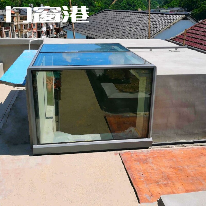 l型电动平移天窗屋顶楼梯口玻璃阳光房手推拉铝合金左右滑盖定制