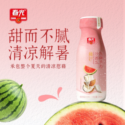 245ML*10瓶春光熟椰子与沙西瓜椰汁 夏日饮品【新品试吃】