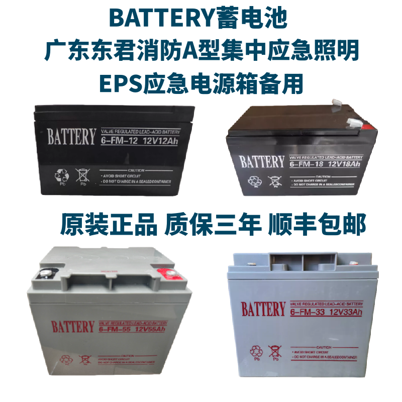 BATTERY蓄电池6-FM-33 12V33AH55AH东君消防集中应急照明36V电源