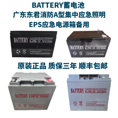 BATTERY蓄电池6-FM-33 12V33AH55AH东君消防集中应急照明36V电源