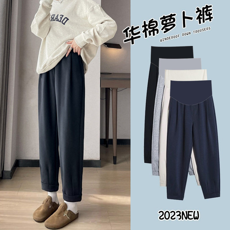 孕妇春季运动裤新款休闲九分裤直孕妇瑜伽中/短托腹裤