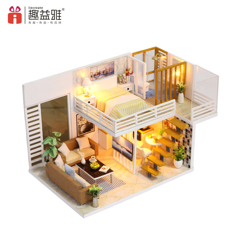 趣益雅diy小屋手工制作简雅房子模型别墅创意益智玩具女