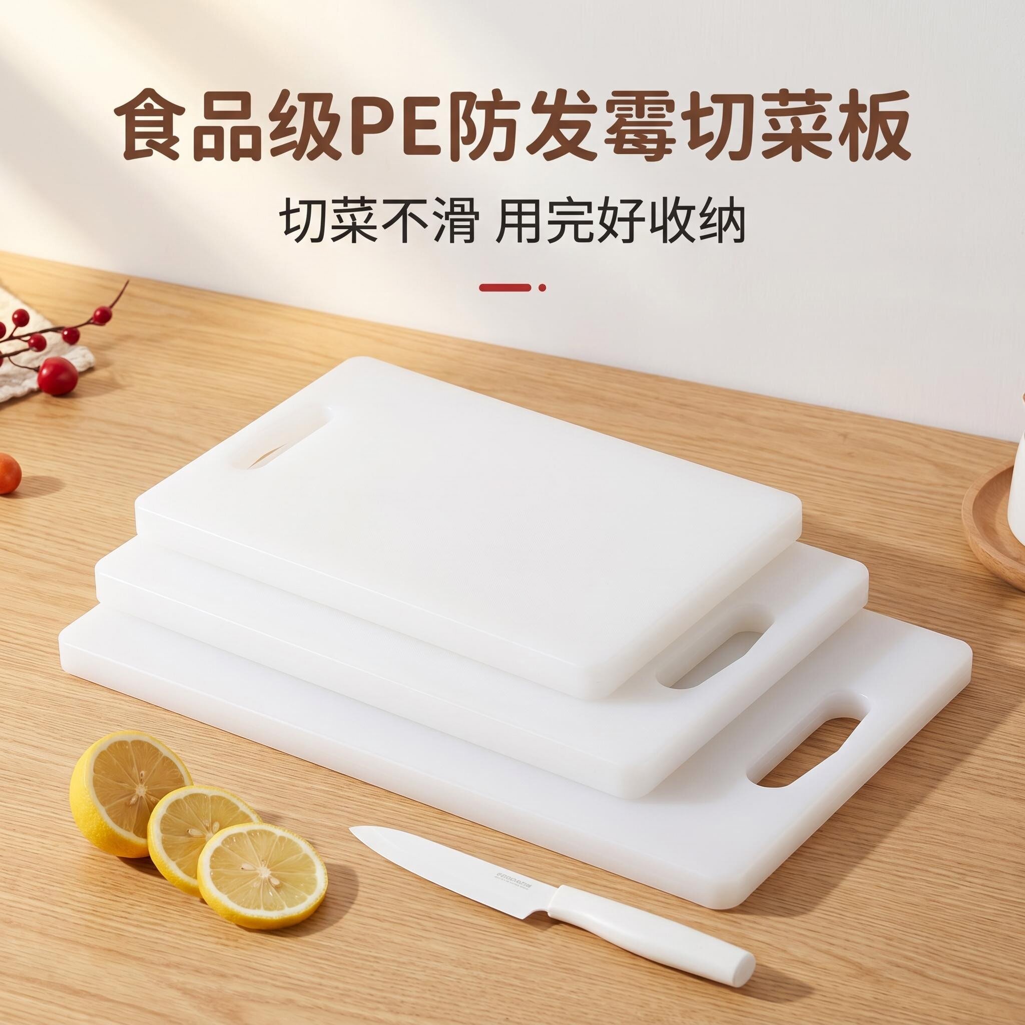 食品级PE切菜板塑料菜板加厚防霉家用案板砧板面水果户外便携露营
