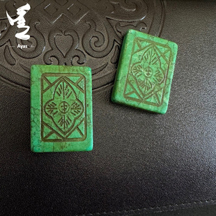 鄂尔多斯头饰松石块蒙古元素手工雕刻方牌科尔沁头饰配件蒙古族