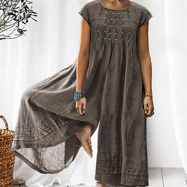 Cotton Fashion Root Jumpsuit Craft Long Lotus Leg Womens