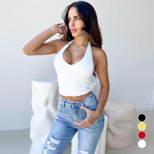 tops neck sexy bottoming Womens backless halter