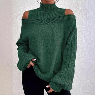 off turtleneck solid patchwork clothes women streetwear out