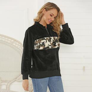 jacket top patchwork camouflage womens sweatshirt fashion