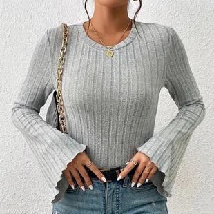 cut winter slim knit shirt womens fashion and fall low
