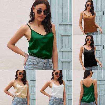 women camisole imitation as silk for small tops backless