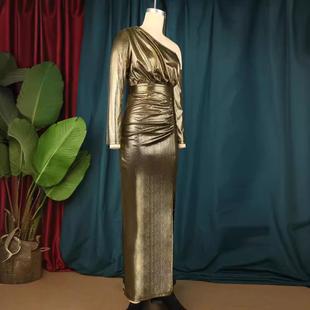 oblique luxury dress celebrity one-shoulder dress banquet