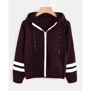 Women's Double Stripe Long Sleeve Hooded Jacket