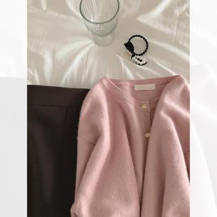 Gentle Cardigan Short Lazy Loose Womens Top Thin Pink