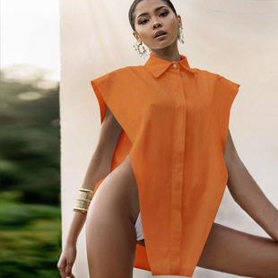 dickie women detachable collared black shirt faux shirts