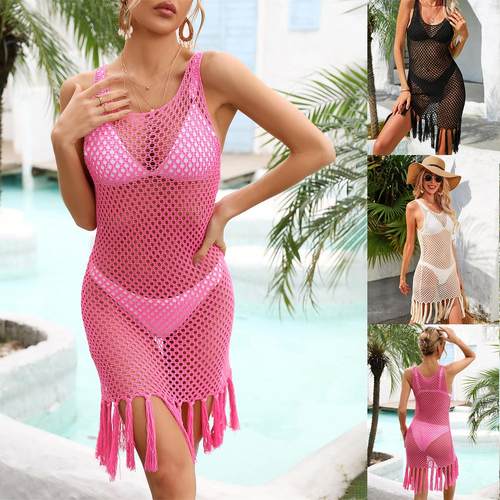 up swim wear beach clothes summer women dress mini tassel