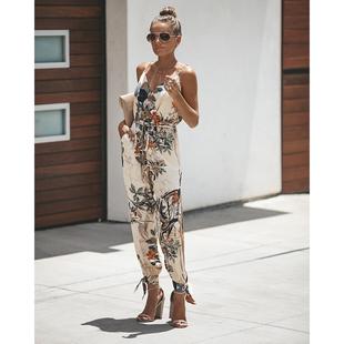 cotton sexy slit backless pants suspenders jumpsuit lace
