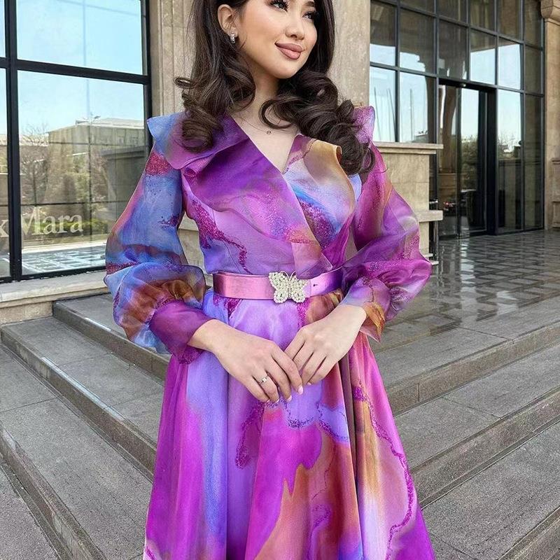 Large swing mesh dress commuting plus size women's dress