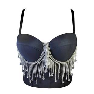 tassel bra tight outer rhinestone top style wear chest