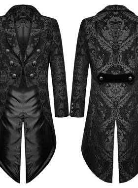 Coat Wedding Damask Brocade Black Jacket Tailcoat Steampunk