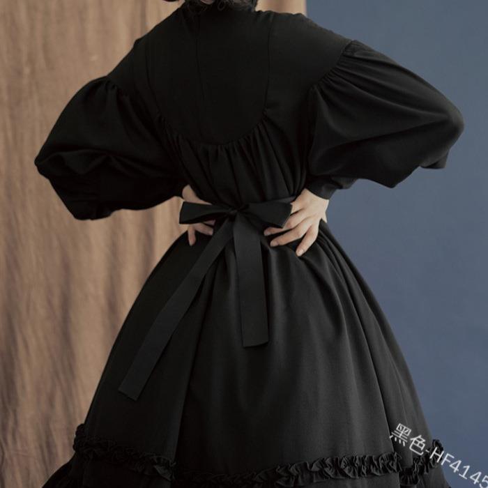 -xl medieval retro black lolita dress for women gothic