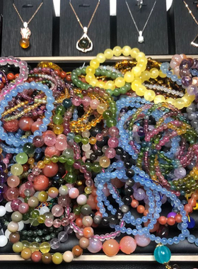 天然水晶多宝手串单珠手链男女钛晶绿发晶超七极光23