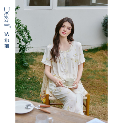 达尔丽针织纯棉睡衣女夏季新款